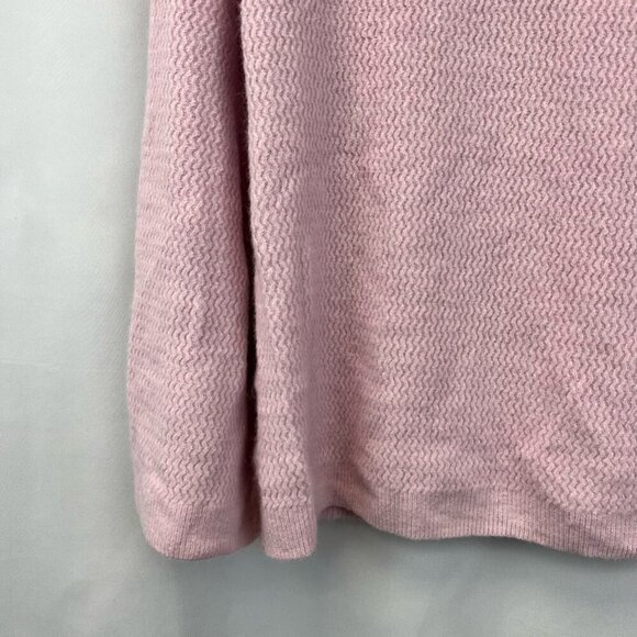 Loft Womens Pullover Sweater Pink Long Sleeve Jewel Neck Chevron Knit Stretch S - Picture 7 of 10